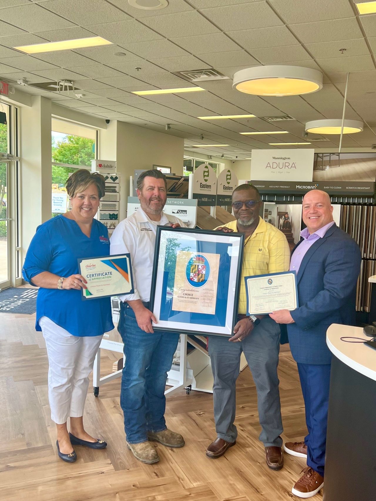 James Vasquez recognizing small-business owners alongside community leaders