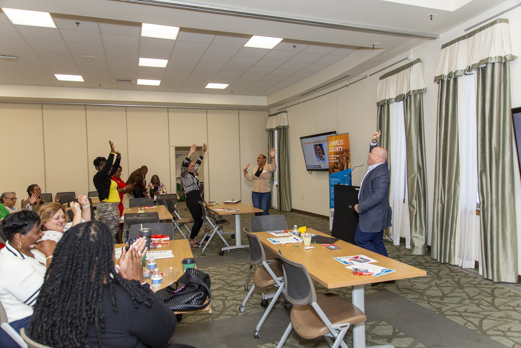 James Vasquez leading an interactive workshop for small-business owners