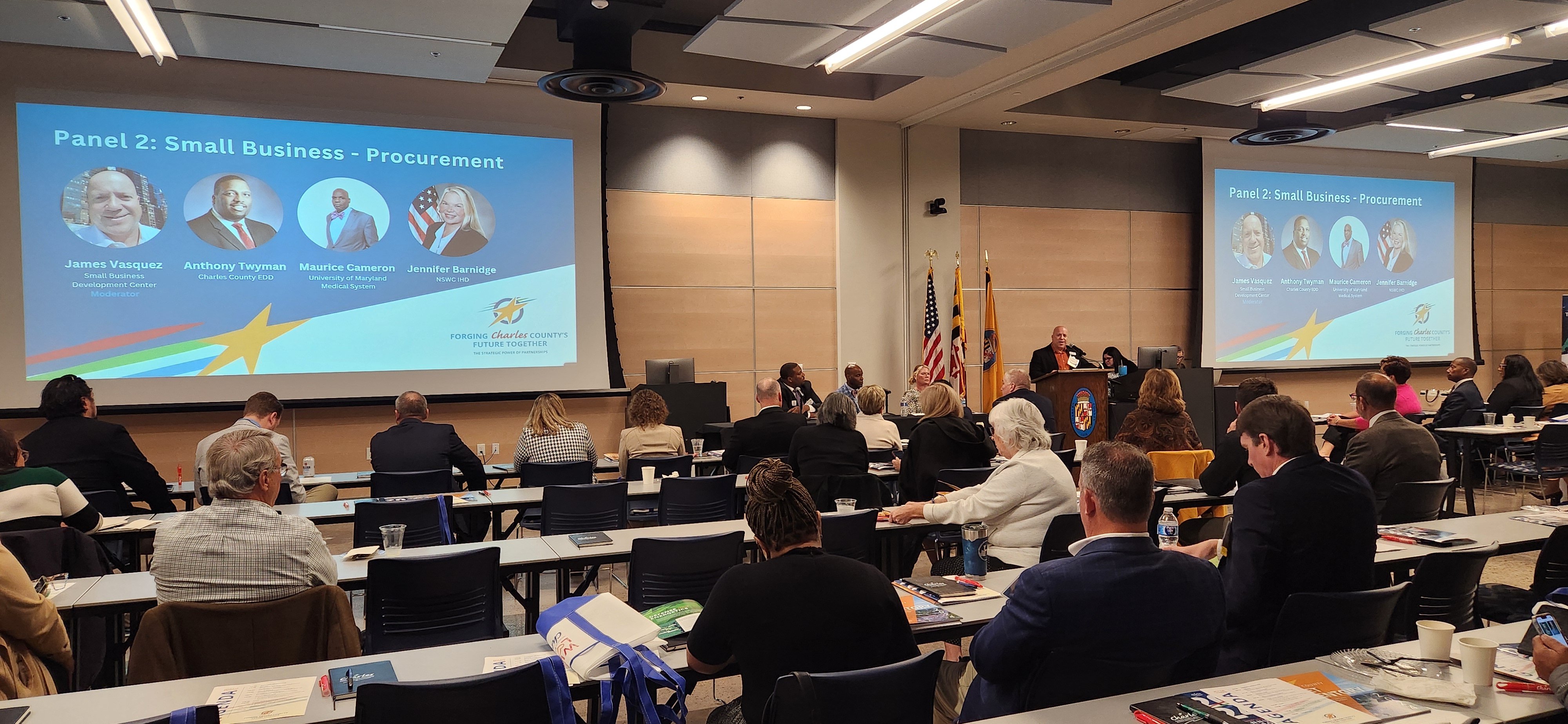 James Vasquez presenting to a room of business leaders